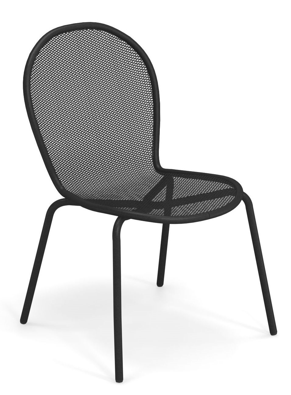 Schwarzer Ronda Stuhl von Emu für den Außenbereich, moderner Metallstuhl mit Netzstruktur, Gartenmöbel.