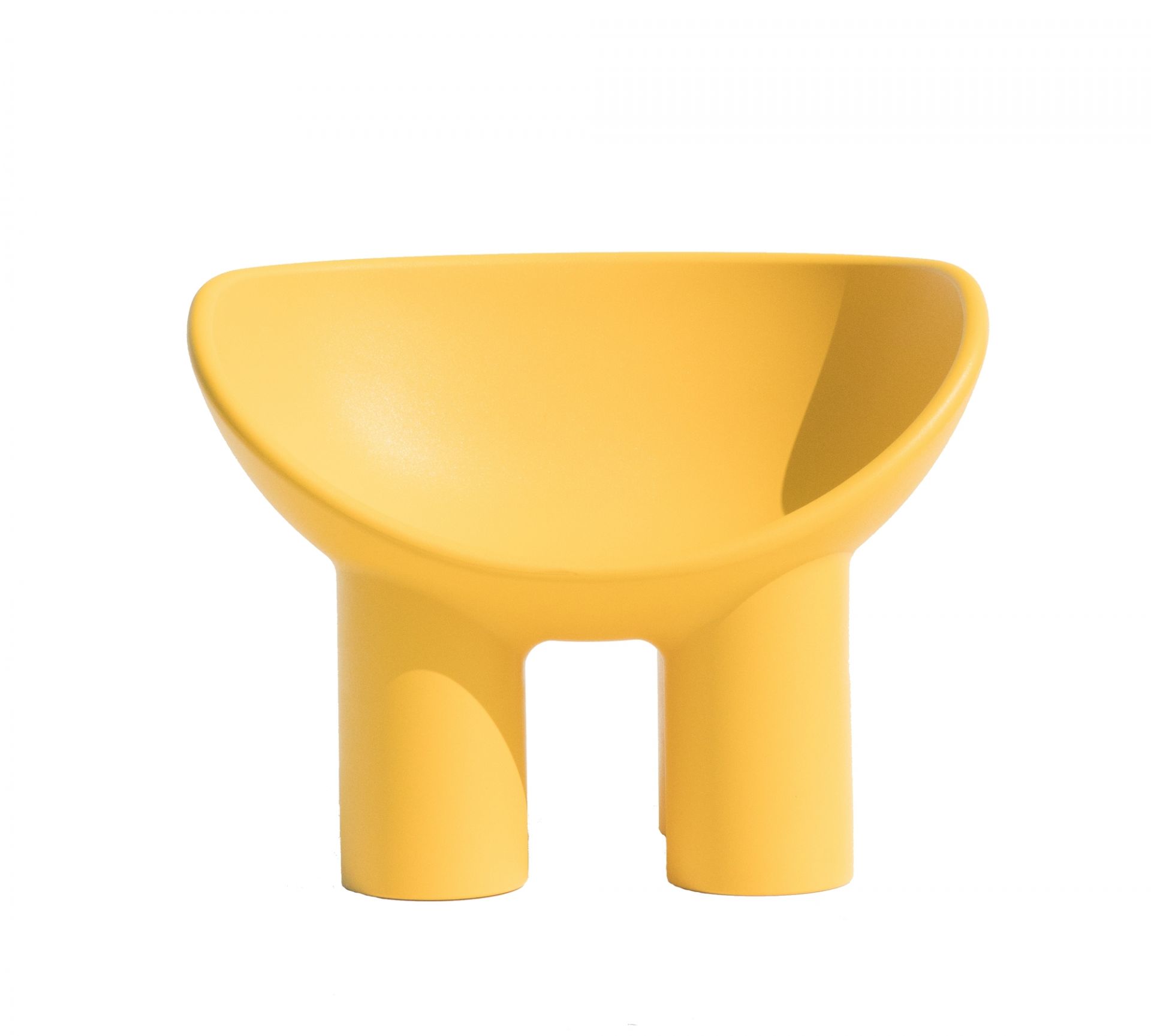Gelber Roly Poly Sessel von Driade, moderner Designstuhl für Wohnzimmer und Garten.