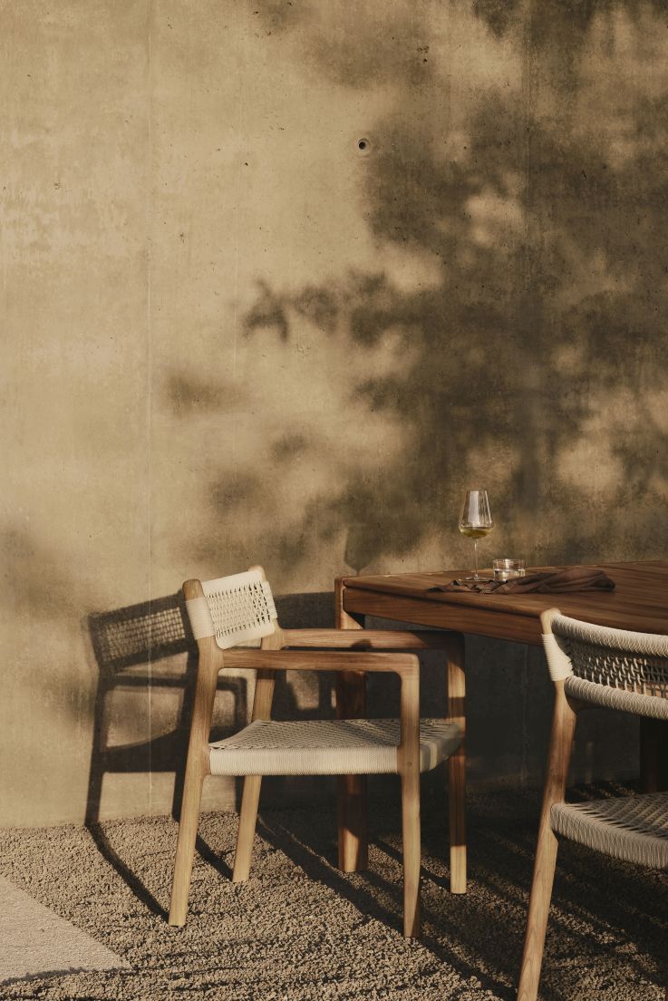 Jack Woven Outdoor-stoel van teakhout van Ethnicraft
