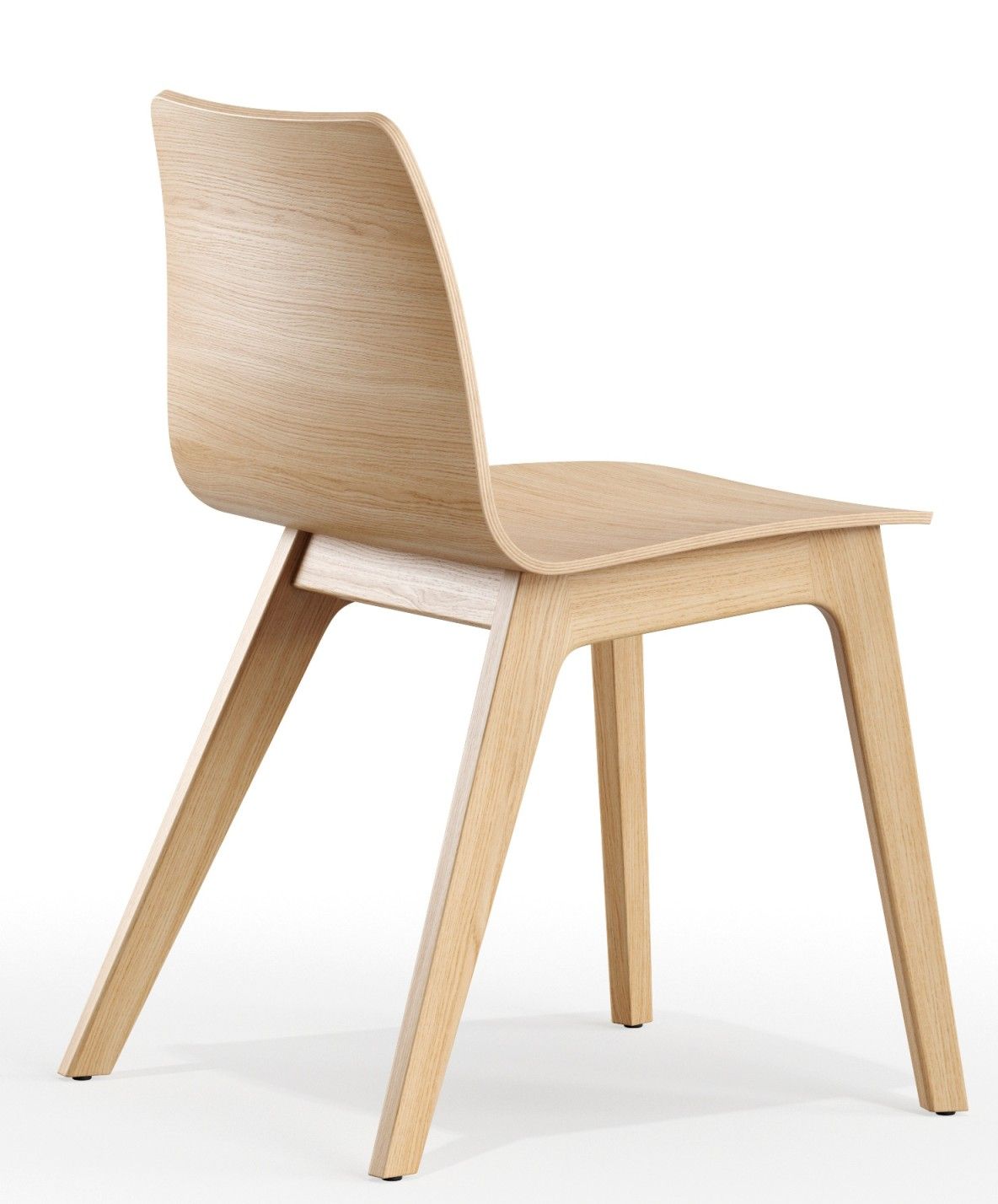 Morph Plus Holzstuhl von Zeitraum, Ansicht von hinten, minimalistisches Design, helles Holz, Esszimmerstuhl.