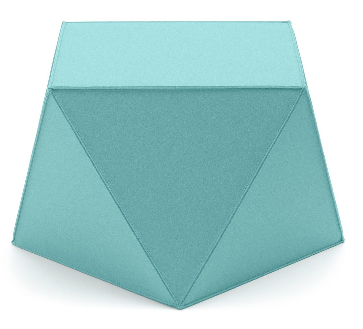 Türkisfarbener Diamond Sitzhocker von HEY-SIGN by BWF Group, moderner Filzhocker in geometrischer Form.