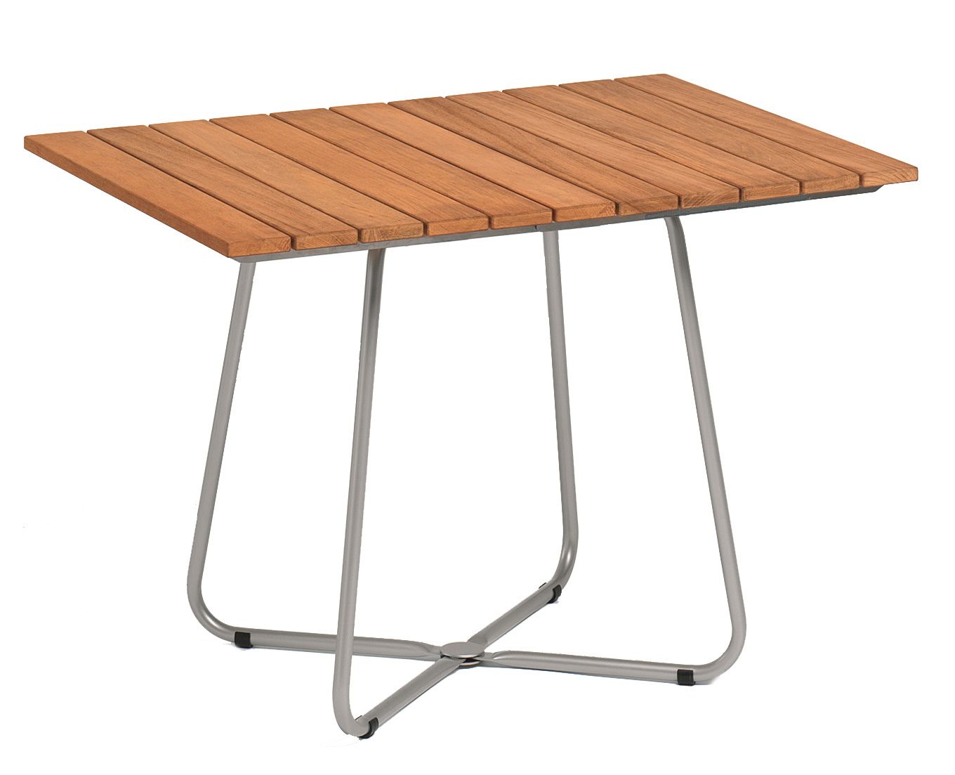Weishäupl Klapptisch für Balkon mit Teakholzplatte und Edelstahlgestell, ideal für kleine Räume.