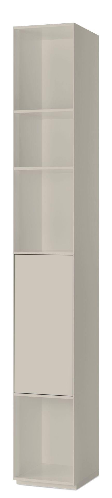 Piure Nex Pur Regal mit Tür und Fachboden in Beige, modernes Wohnzimmermöbel.