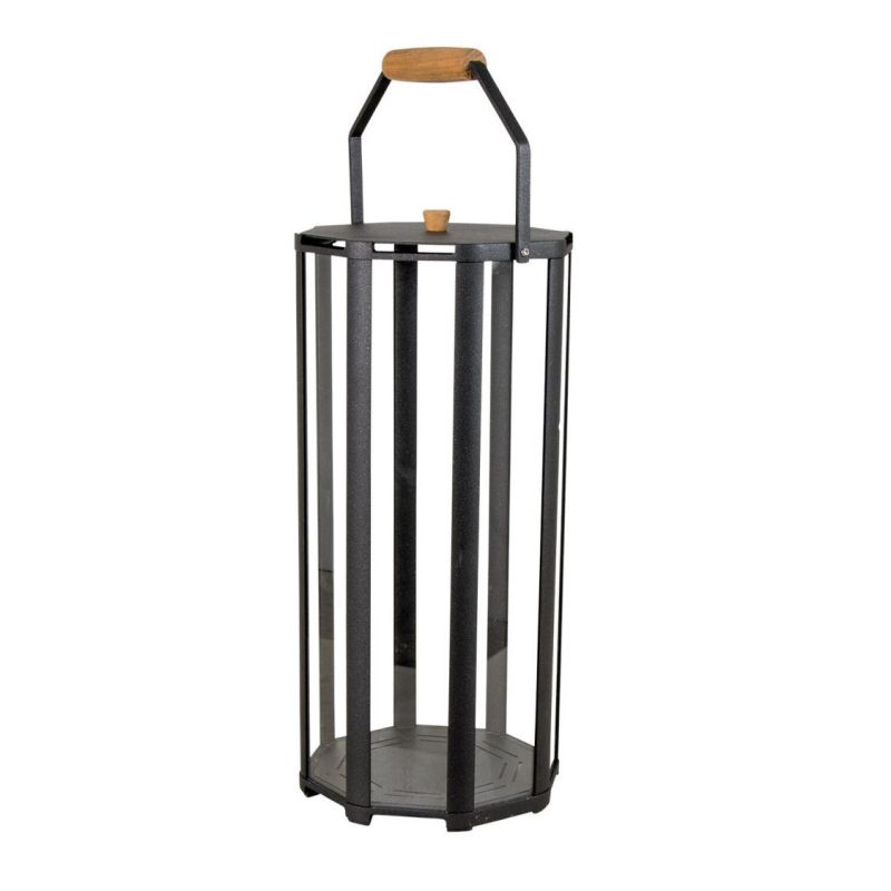 Lightlux Laterne von Cane-Line, große Outdoor-Laterne aus Teak und Metall, mit Tragegriff.