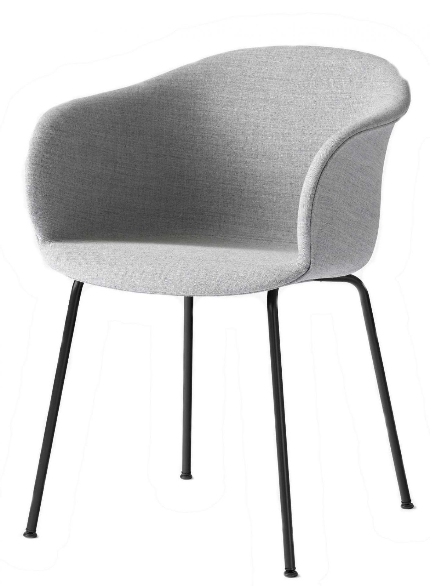 Eleganter Elefy Lounge Chair von AndTradition mit grauem Polster und schwarzem Stahlrohrgestell.