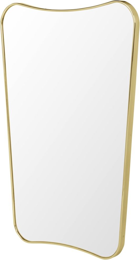 F.A. 33 Wandspiegel von Gubi: Medium Spiegel mit goldenem Rahmen für stilvolle Wanddekoration.