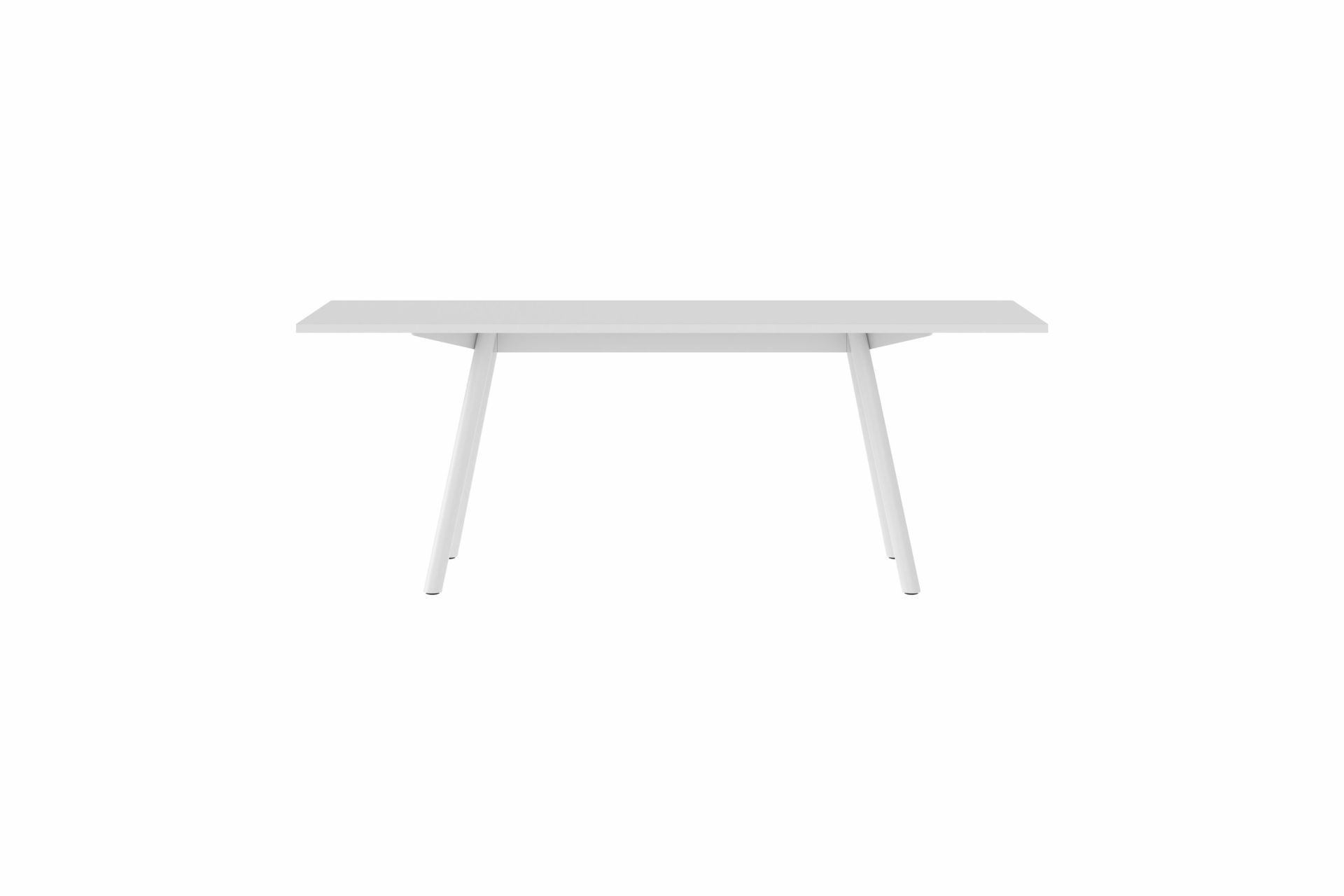 Weißer New Tendency Masa Tisch mit minimalistischem Design und pulverbeschichteter Tischplatte.