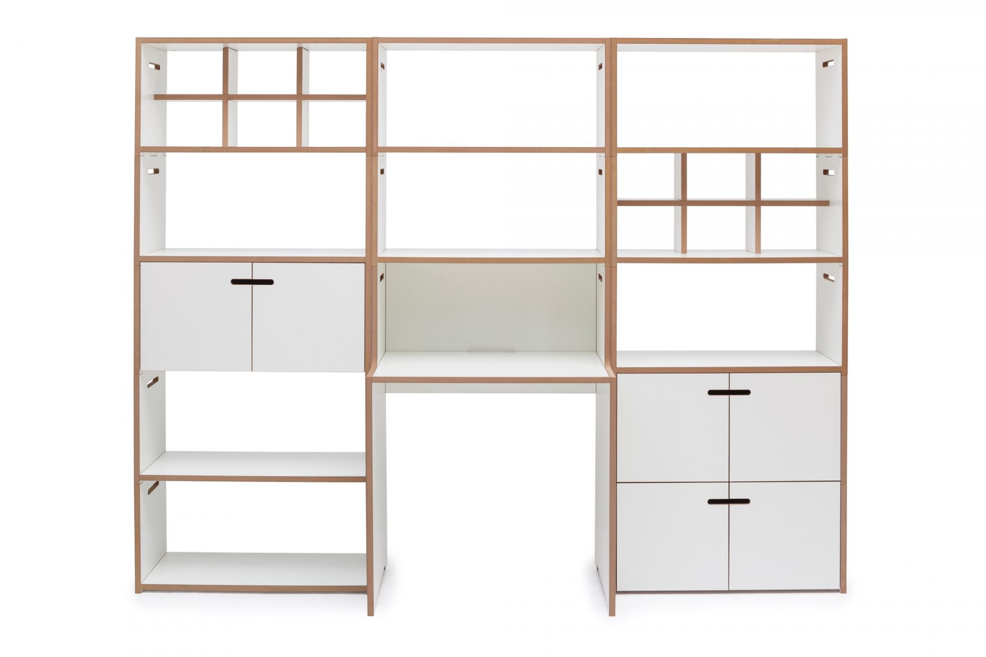 Tojo Schreib Schreibtisch: Modulares Regalsystem mit integriertem Schreibtisch, weiß und Holzoptik. Moderner Arbeitsplatz für Büro und Zuhause.