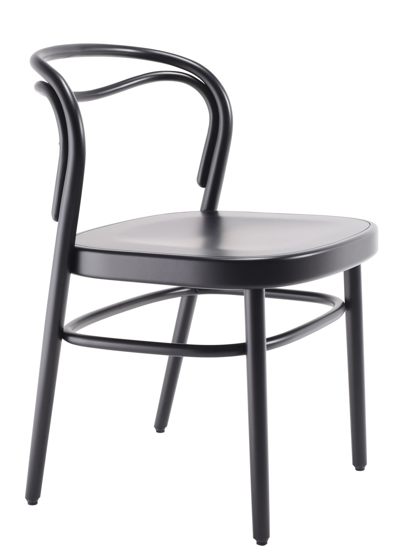 Schwarzer Beaulieu Stuhl von Wiener GTV Design, Bugholzstuhl mit gebogener Rückenlehne und Sitzfläche, modernes Möbeldesign.