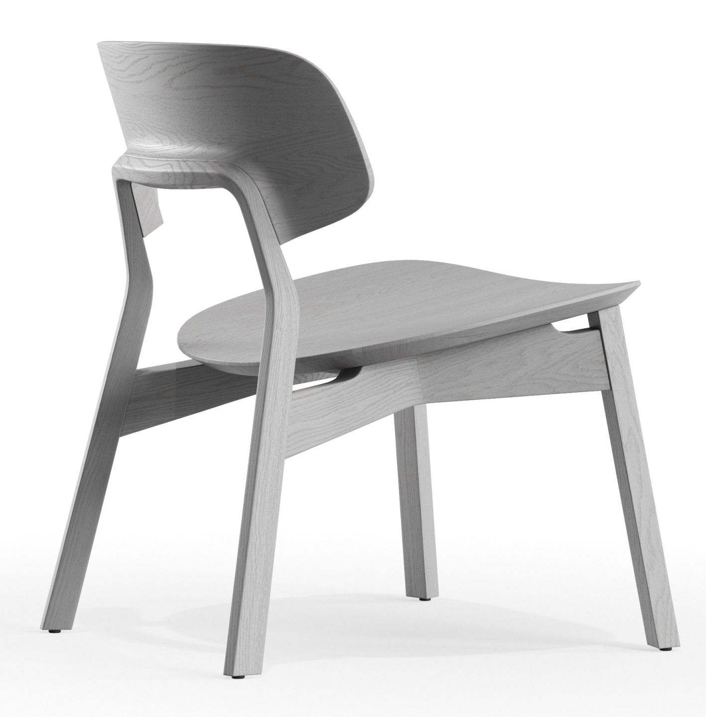 Nonoto Lounge Chair Cocktailsessel Zeitraum, Ansicht von hinten, helles Holz, modernes Design für Wohnzimmer und Lounge.