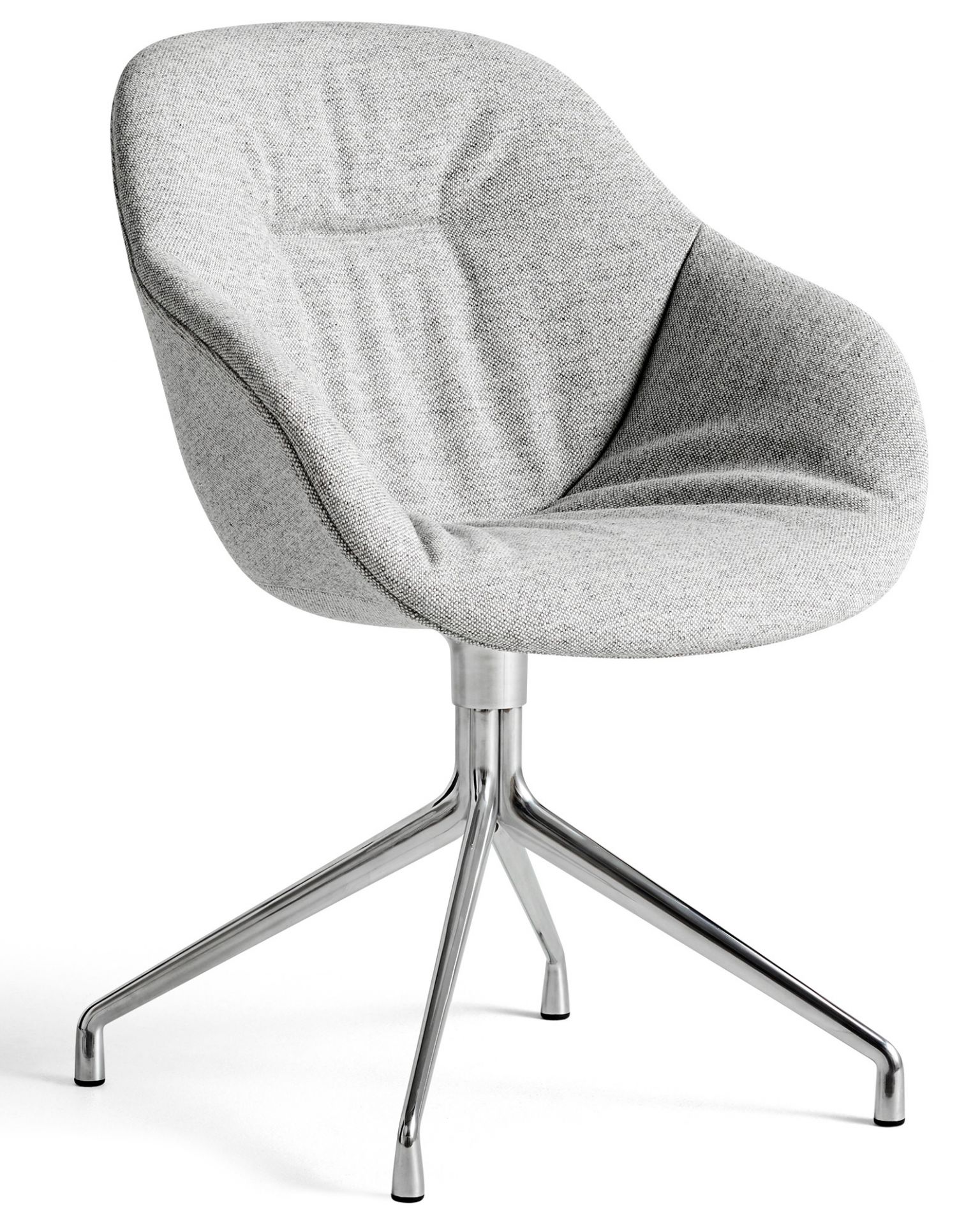 Grauer About a Chair AAC121 Stuhl von Hay mit Drehgestell aus poliertem Aluminium.