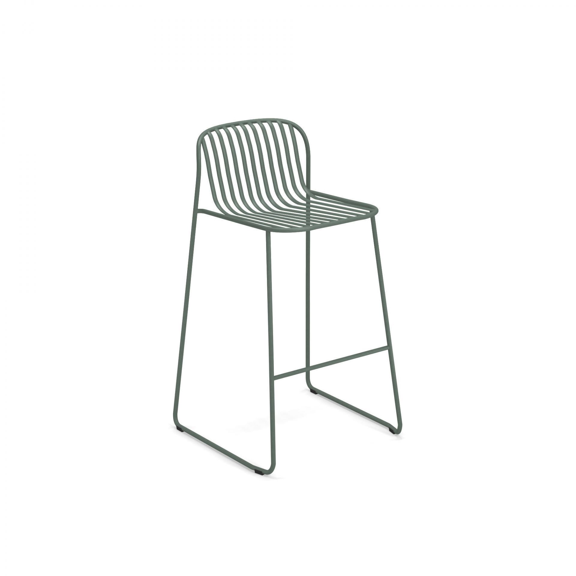 Grüner Riviera Barhocker von Emu aus Metall, modernes Design für Terrasse und Garten.