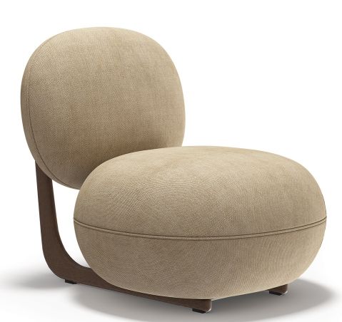 NORR11 Copper Lounge Chair Sessel mit Holzgestell in Beige, modernes Design für Wohnzimmer und Lounge-Bereiche.