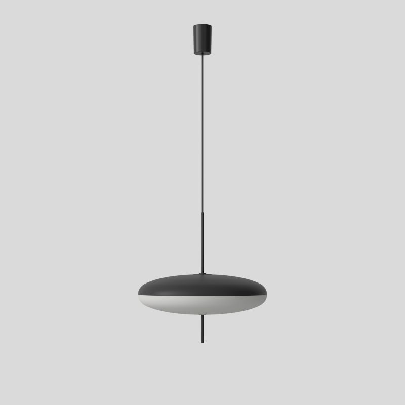 Model 2065 Deckenleuchte: Schwarz-weißer Diffusor mit schwarzer Hardware und Kabel von Astep. EINZELSTÜCK.