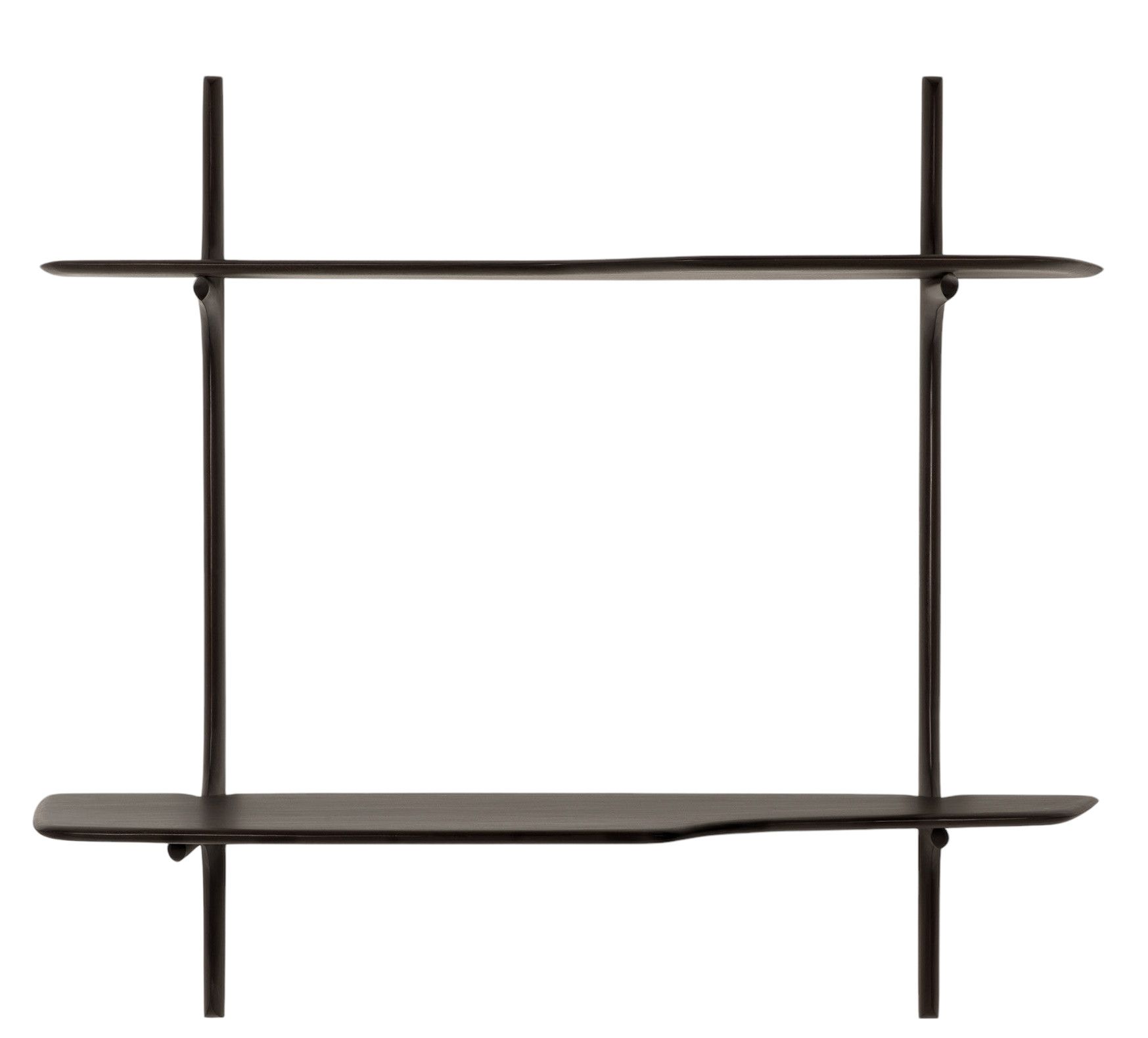 Ethnicraft PI Wandregal Schreibtisch aus dunklem Holz, minimalistisches Design für Büro und Arbeitszimmer.