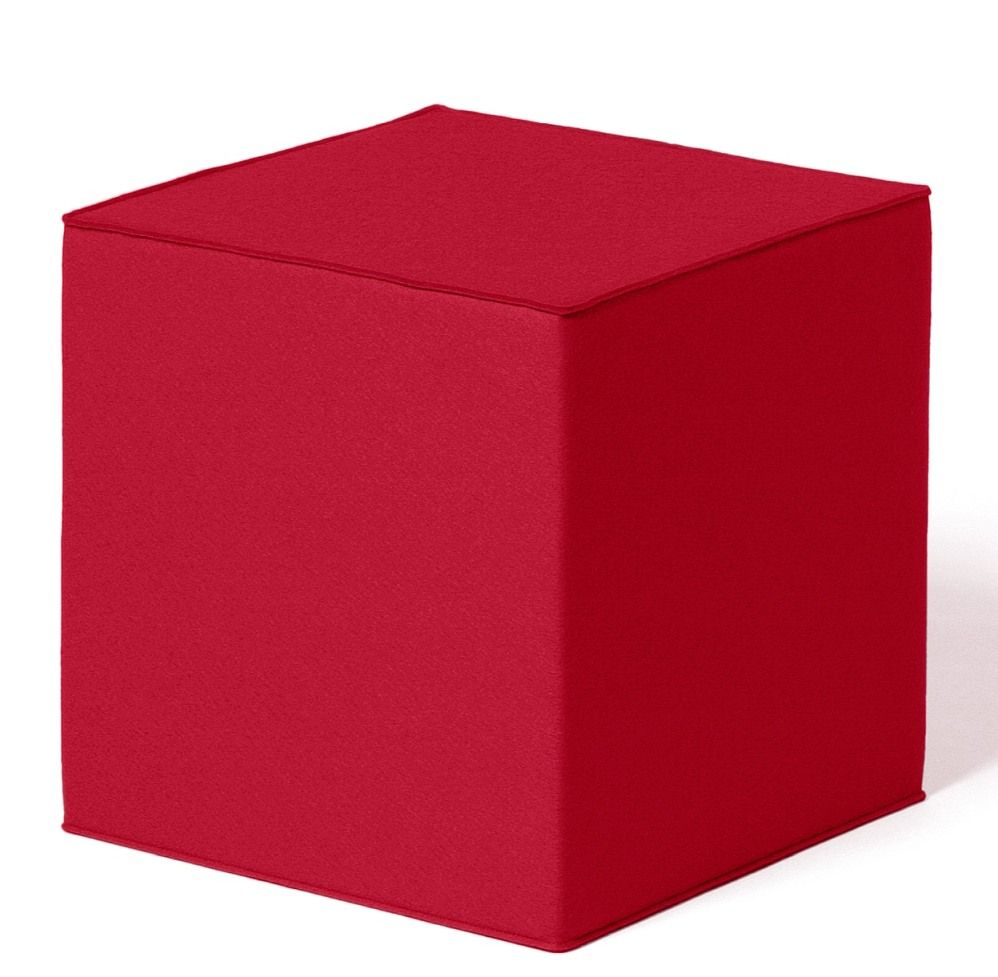 Roter Quart Sitzwürfel von HEY-SIGN by BWF Group, moderner Sitzhocker aus Filz.