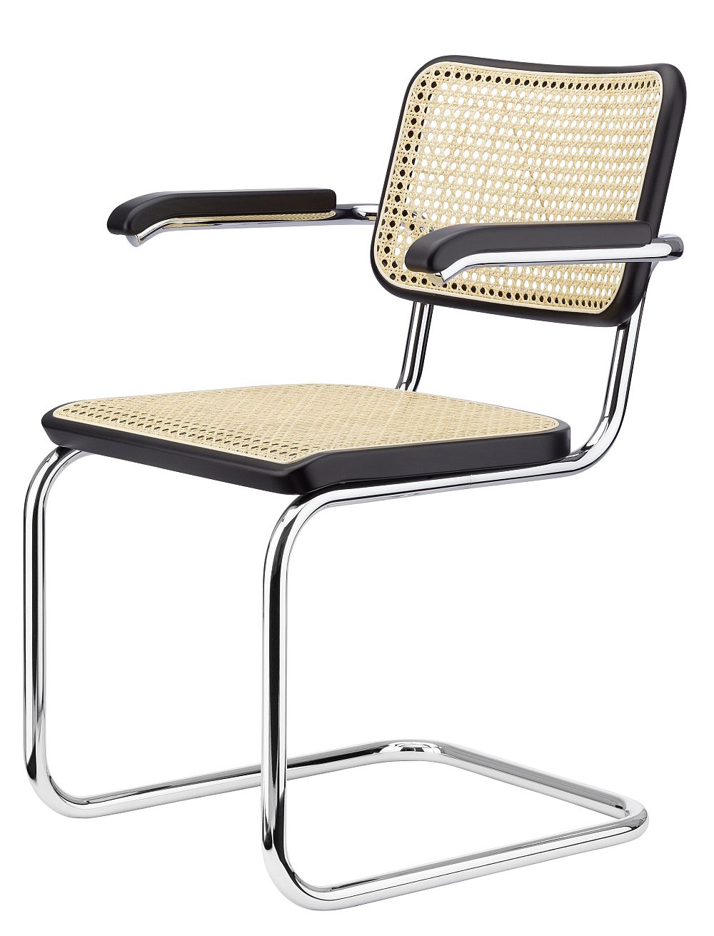 S 64 V Klassieke stalen buisstoel met vrijdragende poten CHROOM/ZWART Thonet VOORKEURSCOMBINATIE