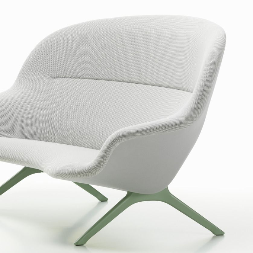 Weißes Abalon Sofa von Vitra mit grünen Beinen, modernes Design für Wohnzimmer und Lounge.
