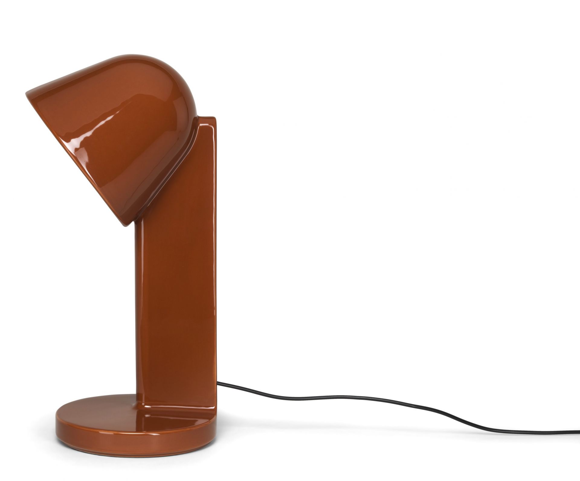 Braune Céramique Tischleuchte von Flos, moderne Down Table Lamp für Schlafzimmer und Wohnzimmer.