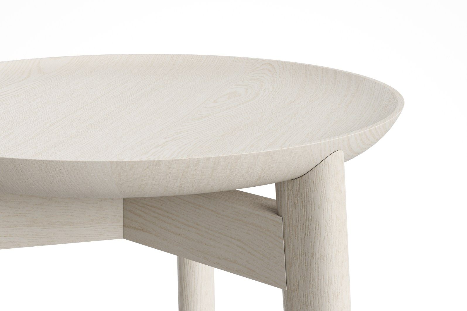 Detailaufnahme des Plaisir Beistelltisches von Zeitraum, H 46 cm, aus hellem Holz, modernes Design.