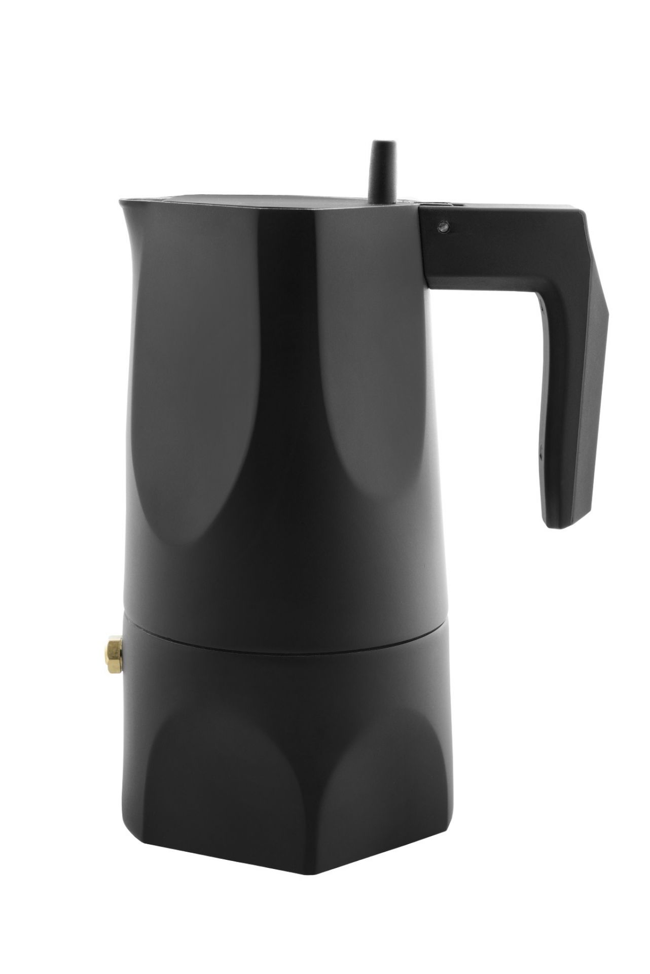 Schwarzer Alessi Espressokocher "Ossidiana" aus Aluminium für die Zubereitung von aromatischem Mokka.