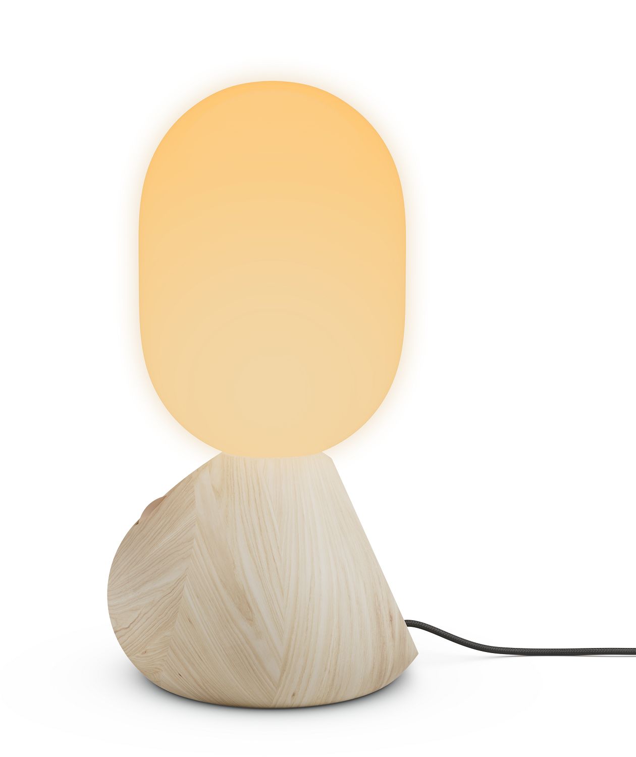 Sun Home Lichtskulptur Tischleuchte in Grau: Moderne Lampe mit Holzfuß und warmem Licht.