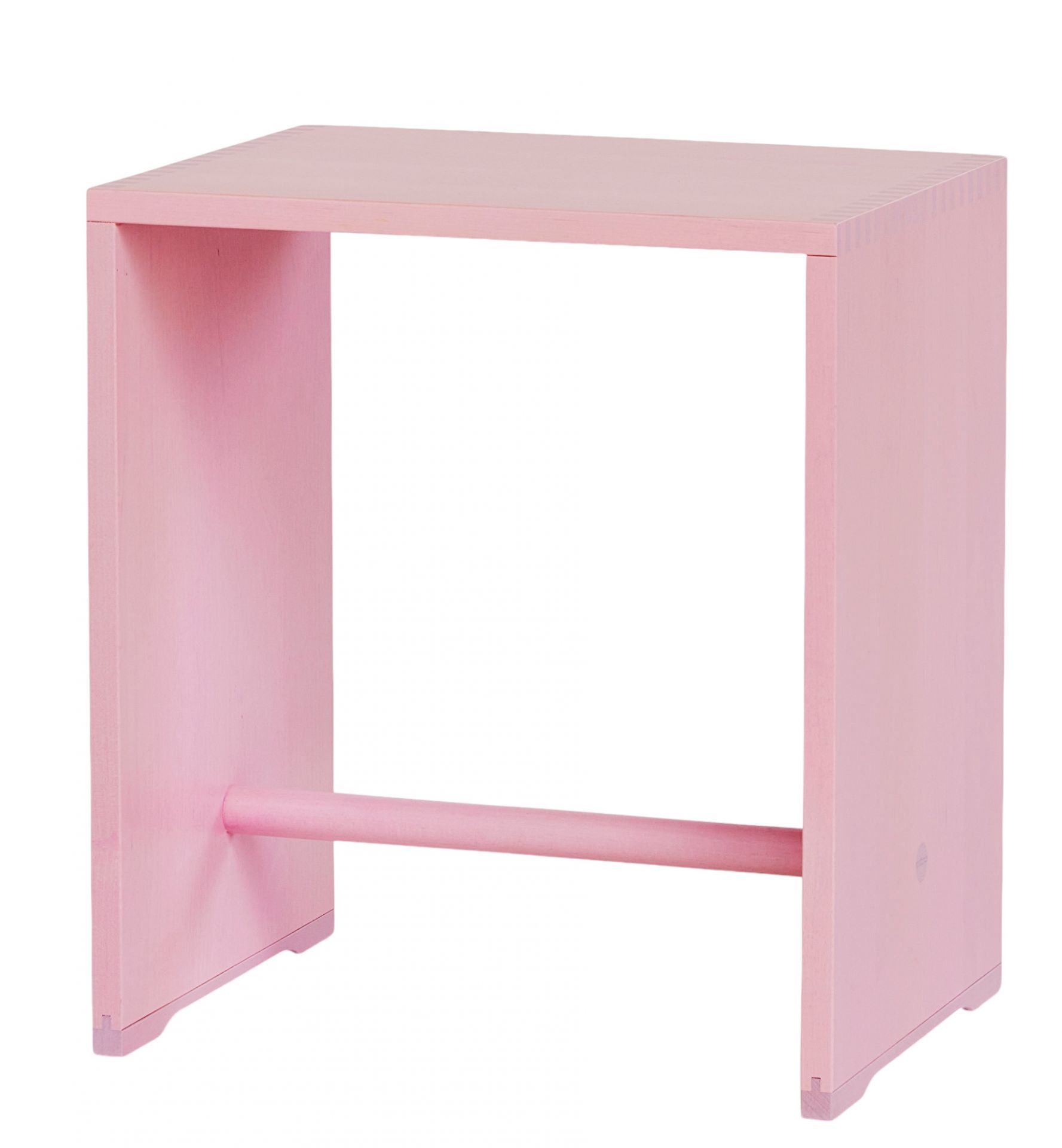 Rosa Ulmer Hocker Max Bill LIMITED EDITION aus Holz, vielseitig als Sitzmöbel, Beistelltisch oder Nachttisch nutzbar.