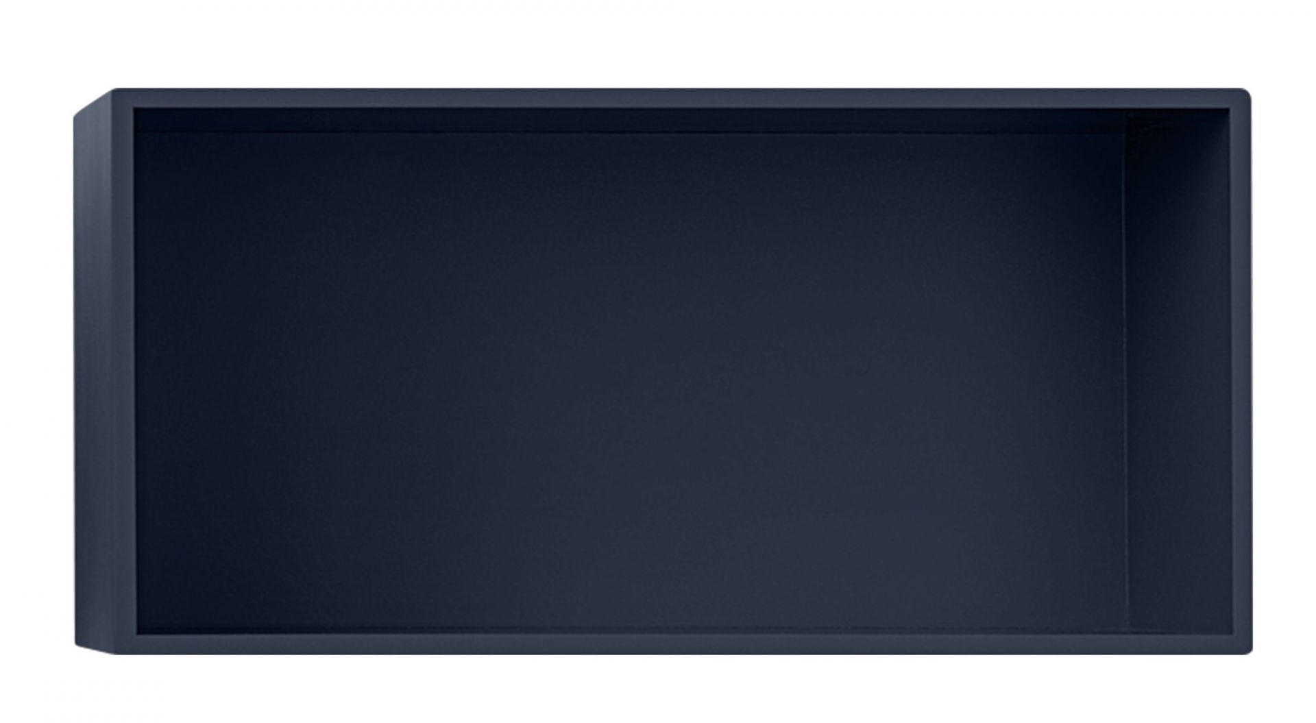 Muuto Mini Stacked Storage System 2.0, dunkelblaues Regalmodul für flexible Wandgestaltung und moderne Aufbewahrung.