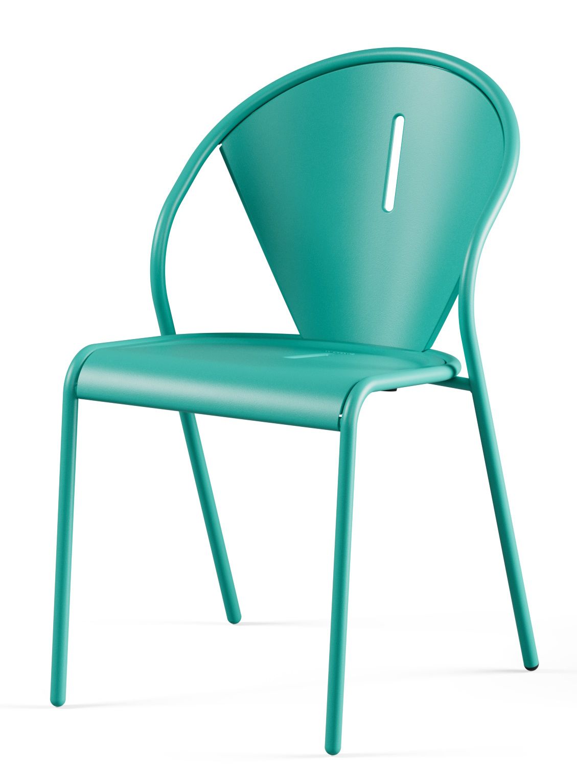 Emu Code Chair Outdoor Stuhl, türkis, minimalistisches Design mit Stahlrahmen und bequemer Sitzfläche.