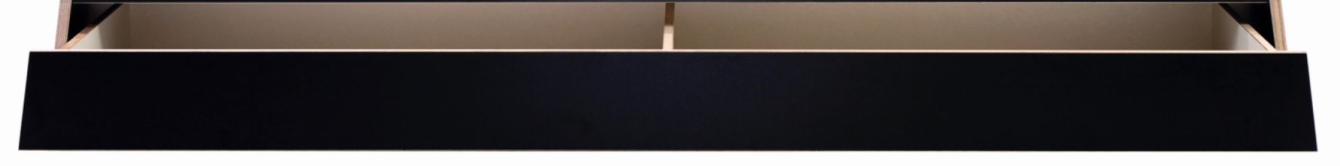 Schwarze Bettkasten Schublade für Stockholm Bett, zur praktischen Aufbewahrung unter dem Bett.