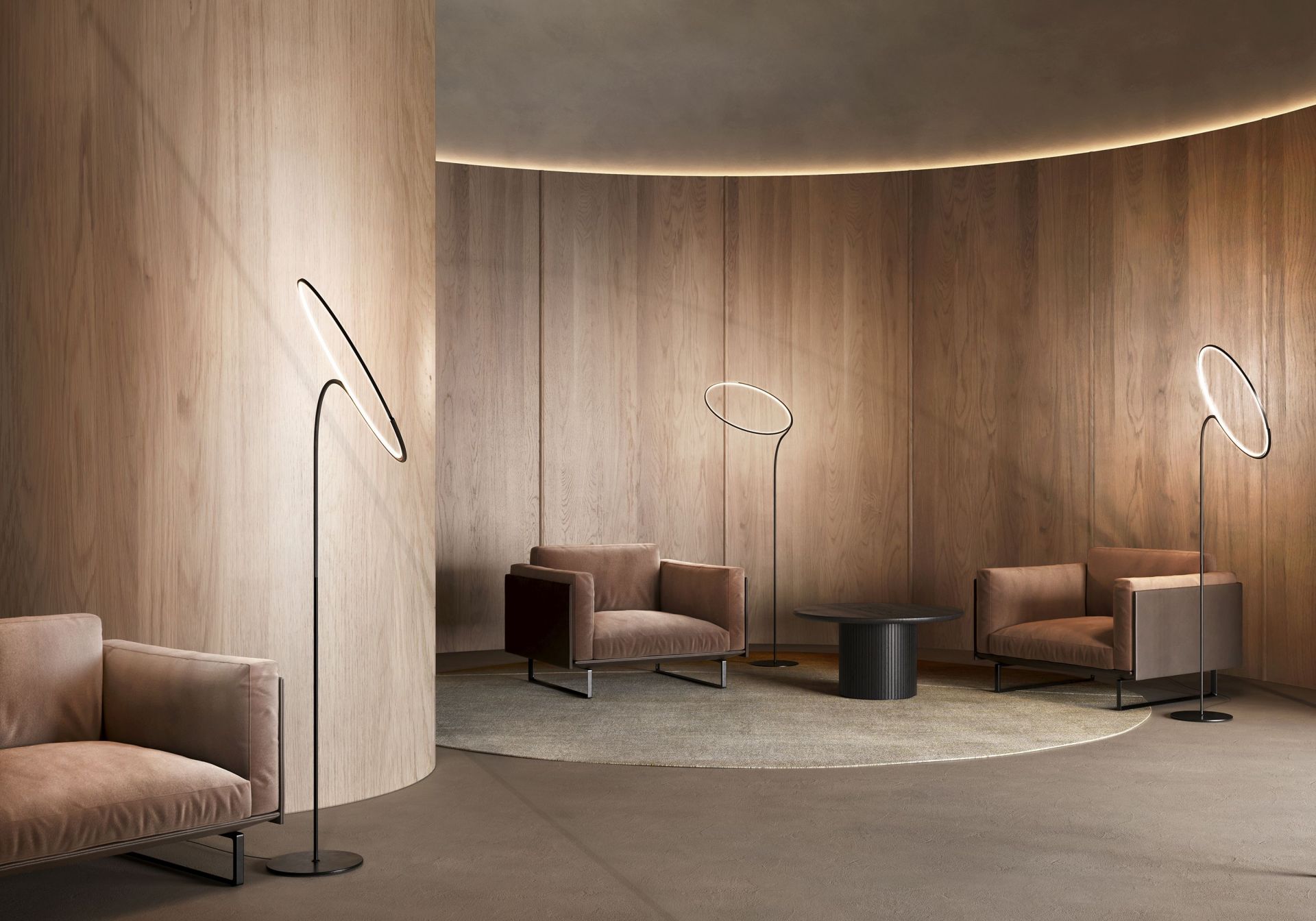 Moderne Poise Stehleuchte von Kdln in minimalistischem Design, ideal für Wohnzimmer.