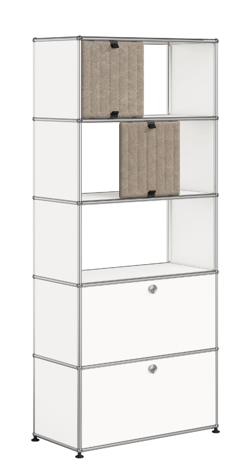 USM Haller-rek met Soft Panels M69 Zuiver wit-taupe