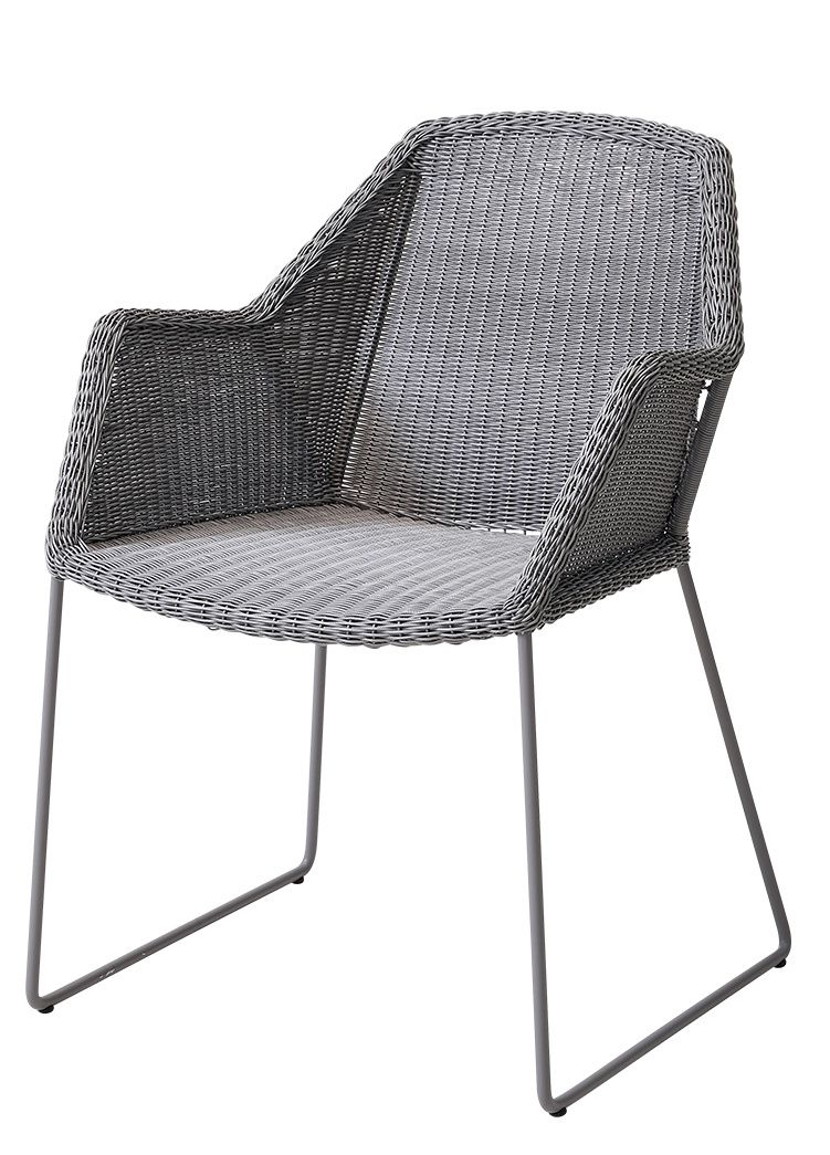 Breeze Outdoor-stoel met sledevoeten, set van 2, Cane-Line lichtgrijs 
