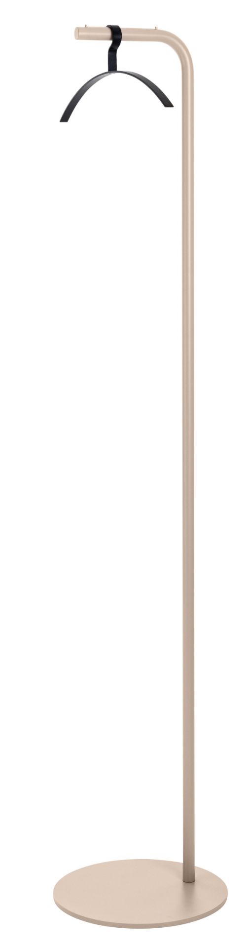 Schönbuch Bow Garderobenständer in Beige mit schwarzem Bügel, moderner Kleiderständer für Flur und Diele.