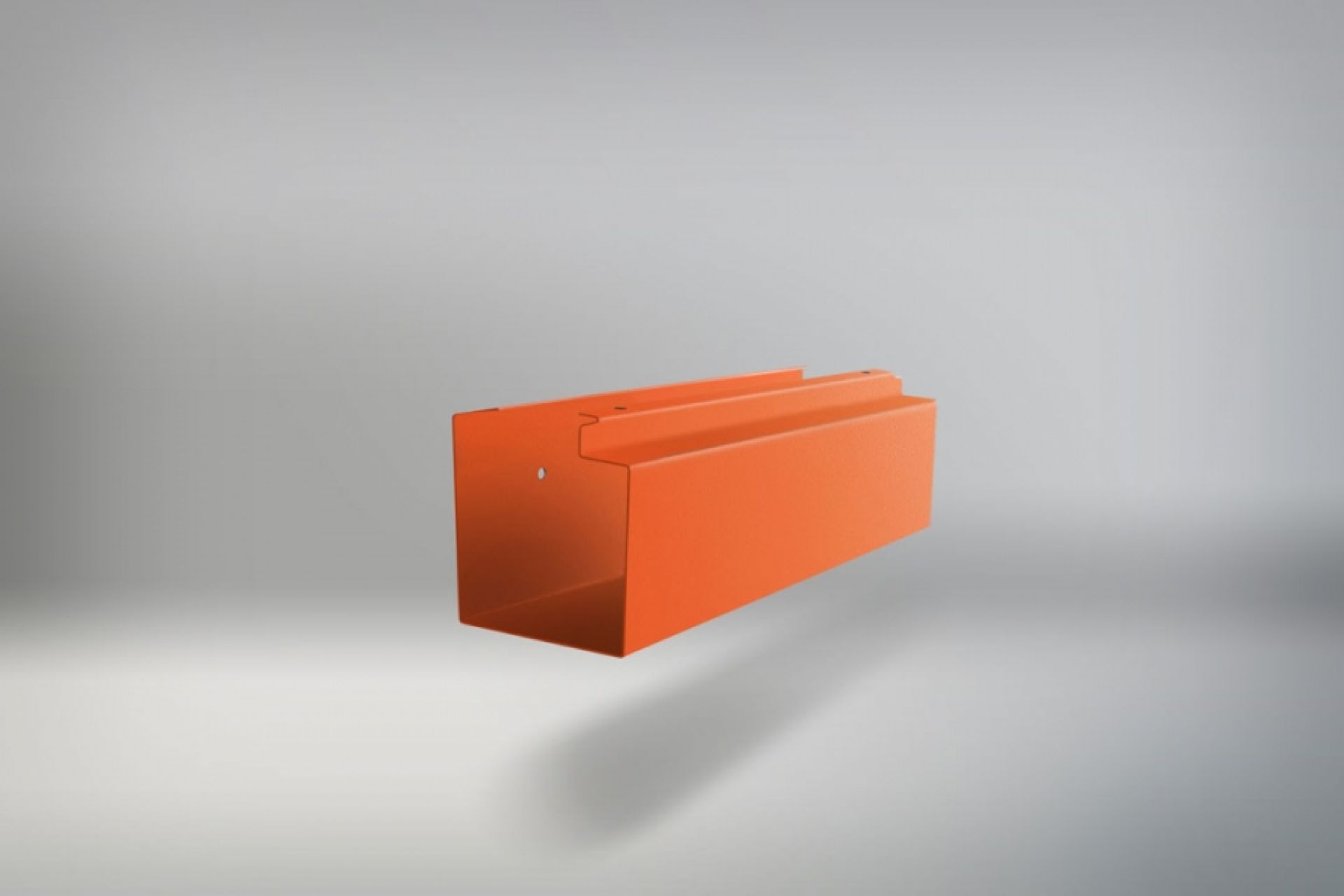 Orangefarbene Letterman Zeitungsrolle mit eckigem Radius für die Wandmontage, aus robustem Metall.
