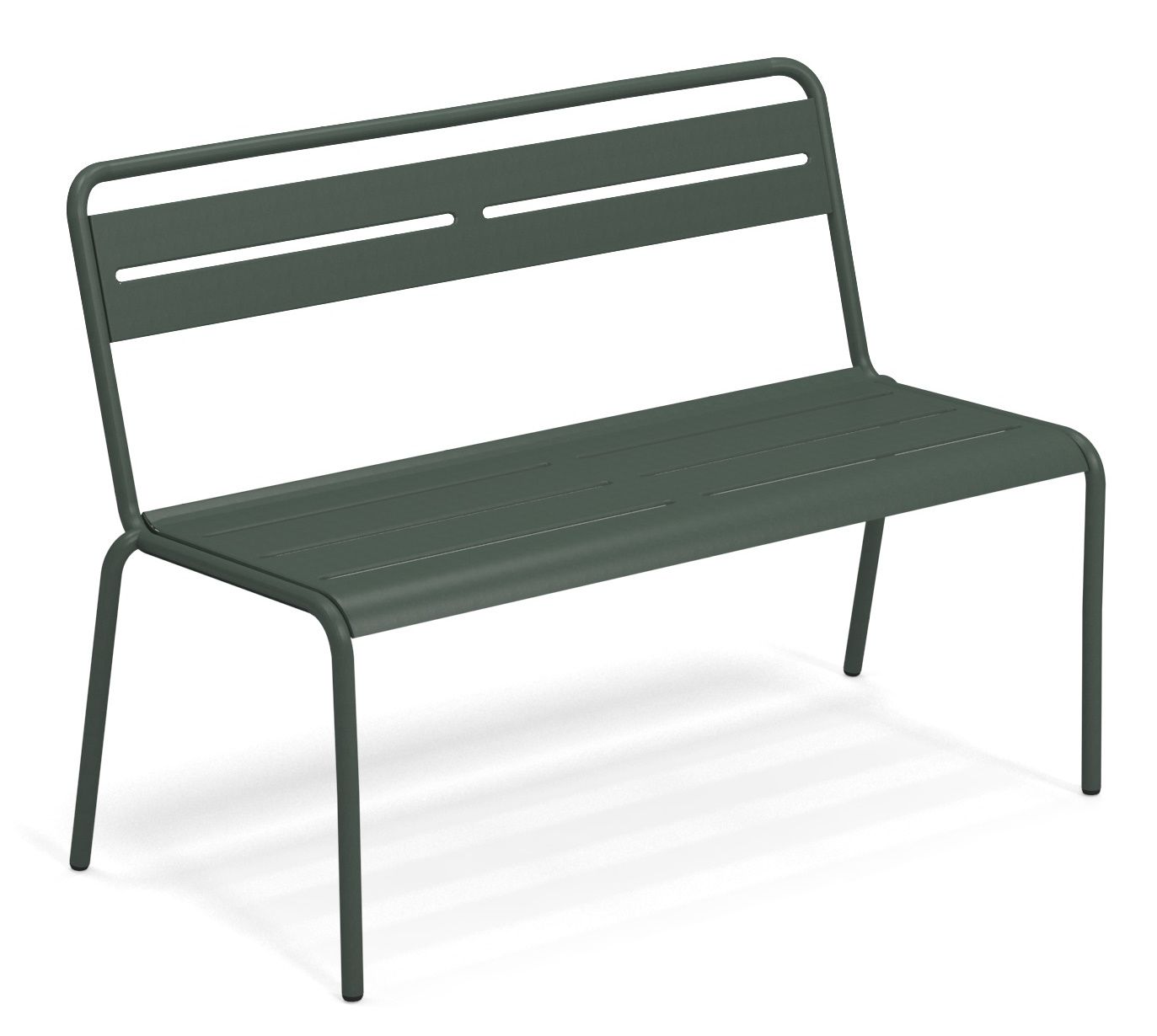 Grüne Emu Star Bench Gartenbank aus Metall, ideal für den Außenbereich und stilvolle Gartengestaltung.