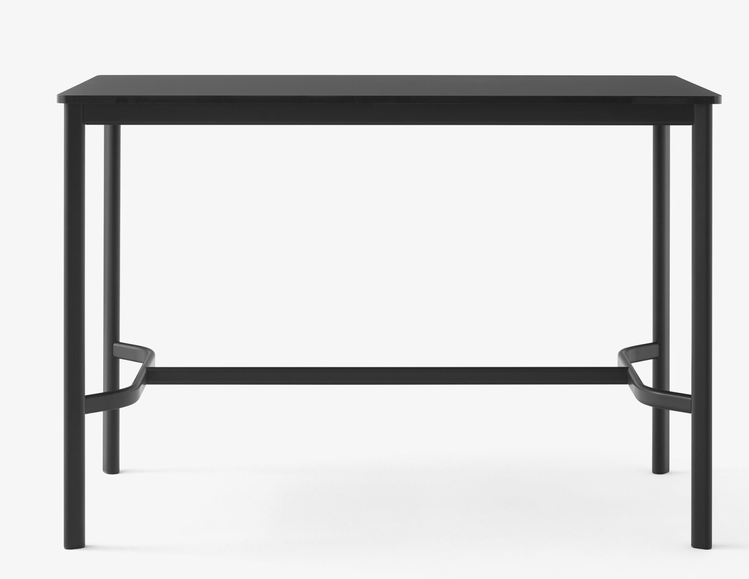 Schwarzer Drip High Table von AndTradition, ein moderner Stehtisch mit minimalistischem Design und Fußstütze.