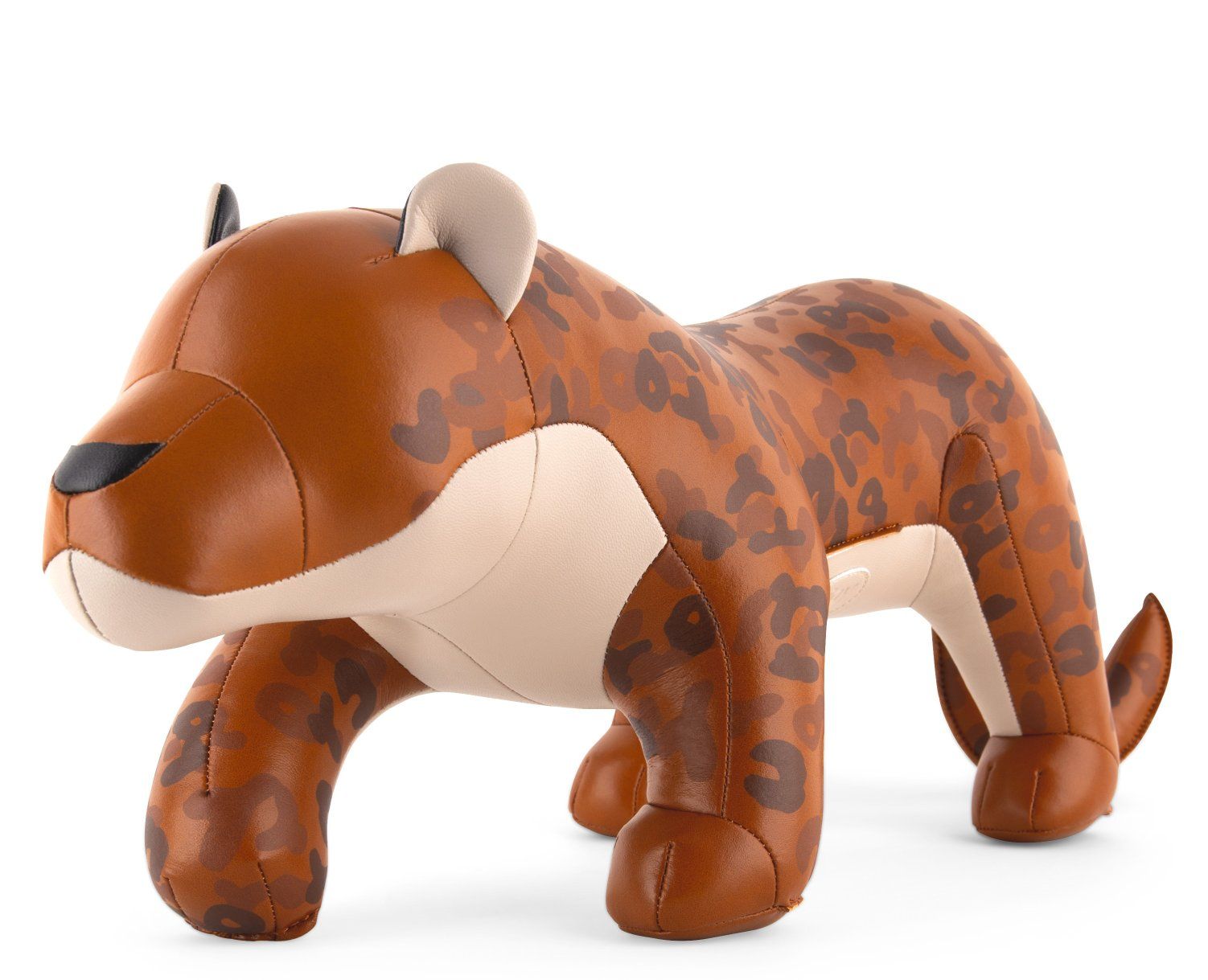 Buchstütze Leopard Ray Tan: Dekorative Tierfigur in Braun mit Leopardenmuster für Bücherregal.