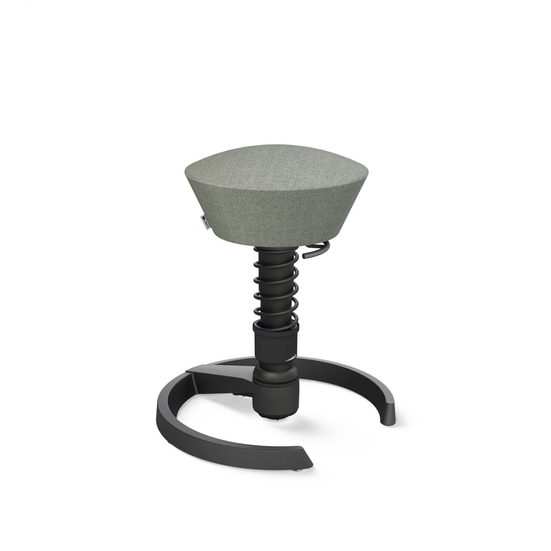 Aeris Swopper Bürostuhl mit Federung und grauem Bezug, ergonomischer Hocker für dynamisches Sitzen.