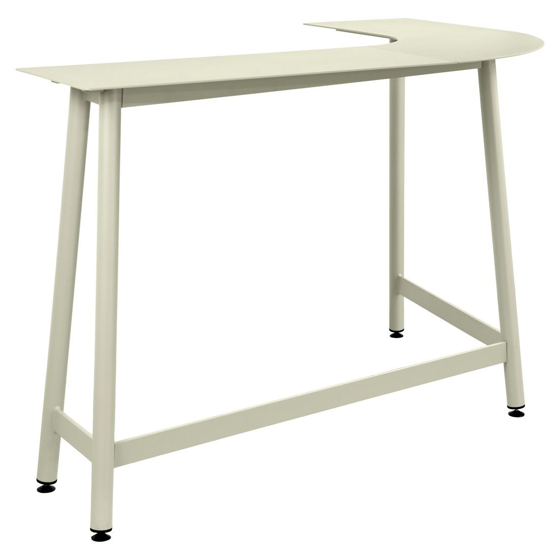 Bolder Theke Outdoor Fermob, moderne Stehtisch-Theke für den Außenbereich, pulverbeschichtetes Aluminium in hellem Beige.