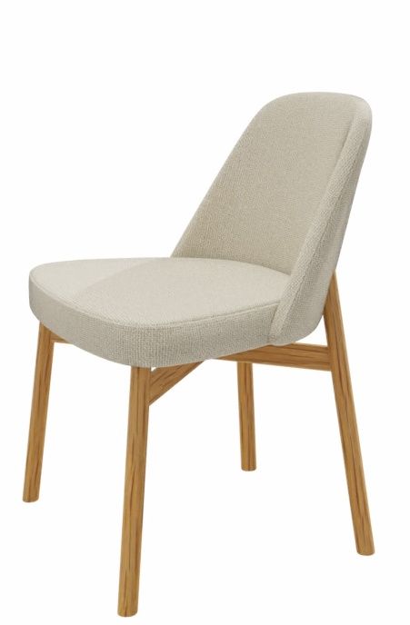Kollektion 016 Stuhl von Knoll International ohne Armlehnen mit Stoffbezug und Holzbeinen, Seitenansicht.