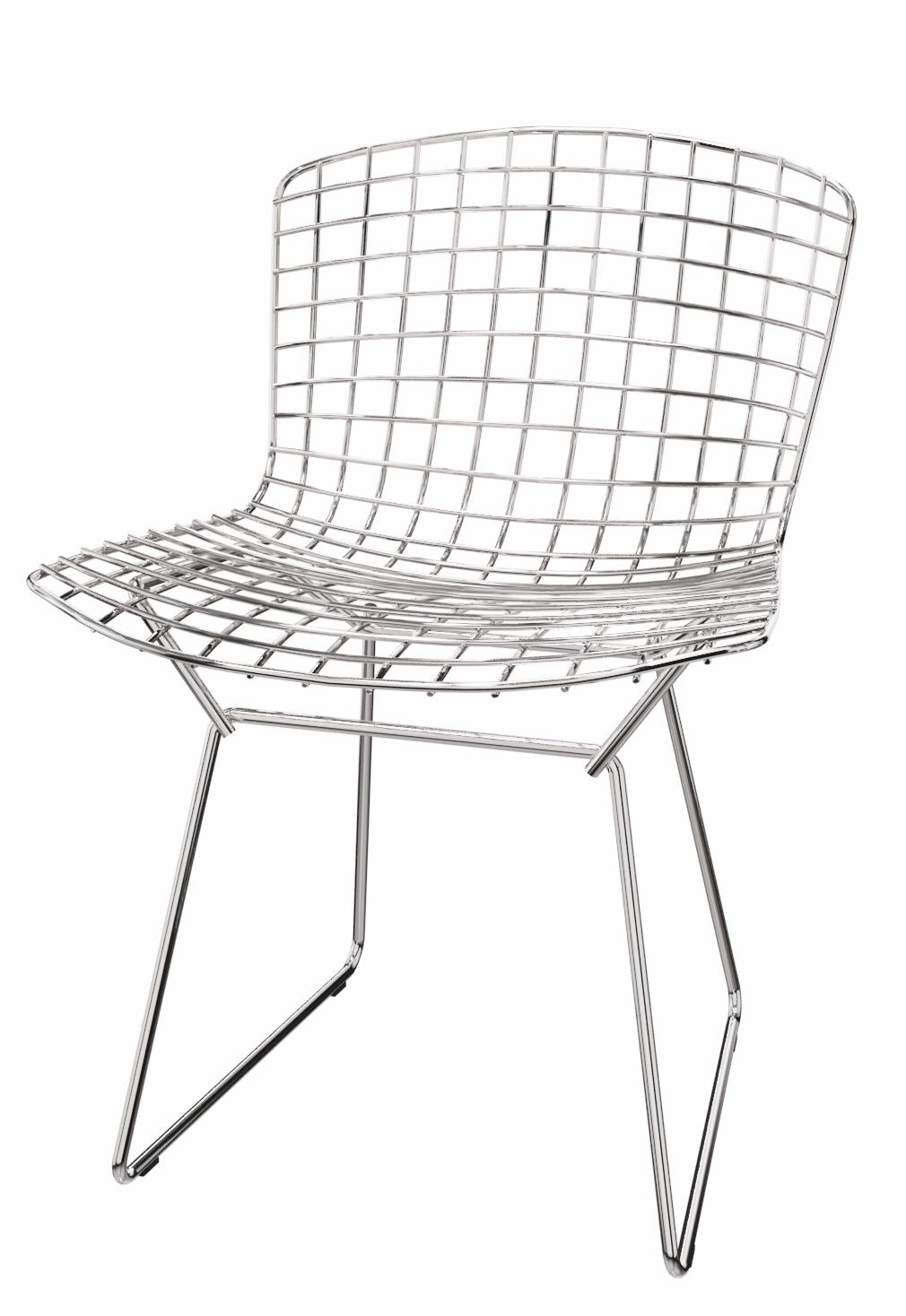 Bertoia Stuhl von Knoll International: Drahtstuhl aus verchromtem Stahl, moderner Designklassiker für Wohnen und Büro.