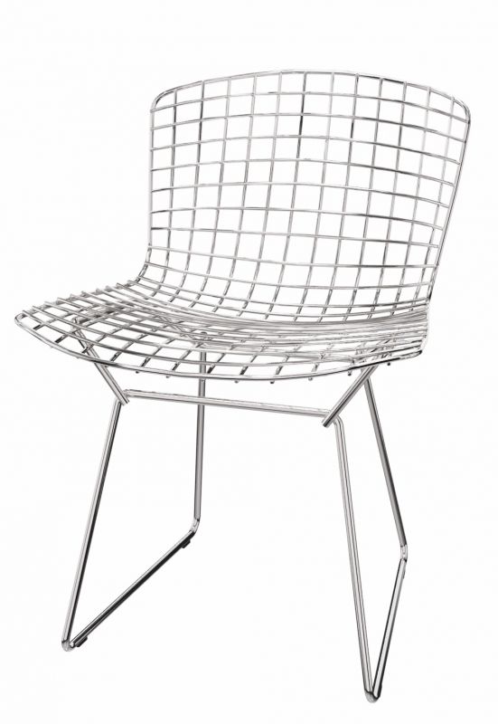 Bertoia Stuhl von Knoll International: Drahtstuhl aus verchromtem Stahl, moderner Designklassiker für Wohnen und Büro.