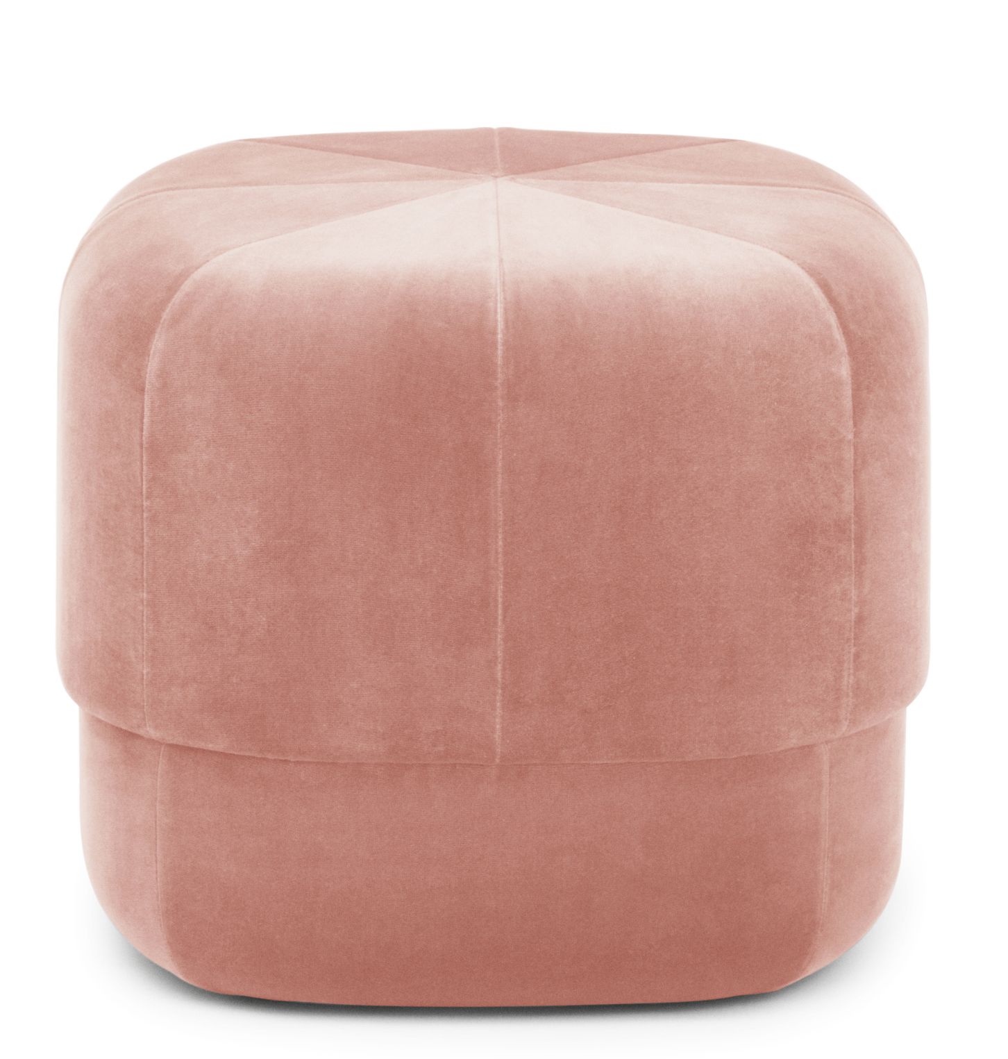 Rosa Circus Pouf Small Hocker von Normann Copenhagen, moderner Sitzhocker aus weichem Samt.