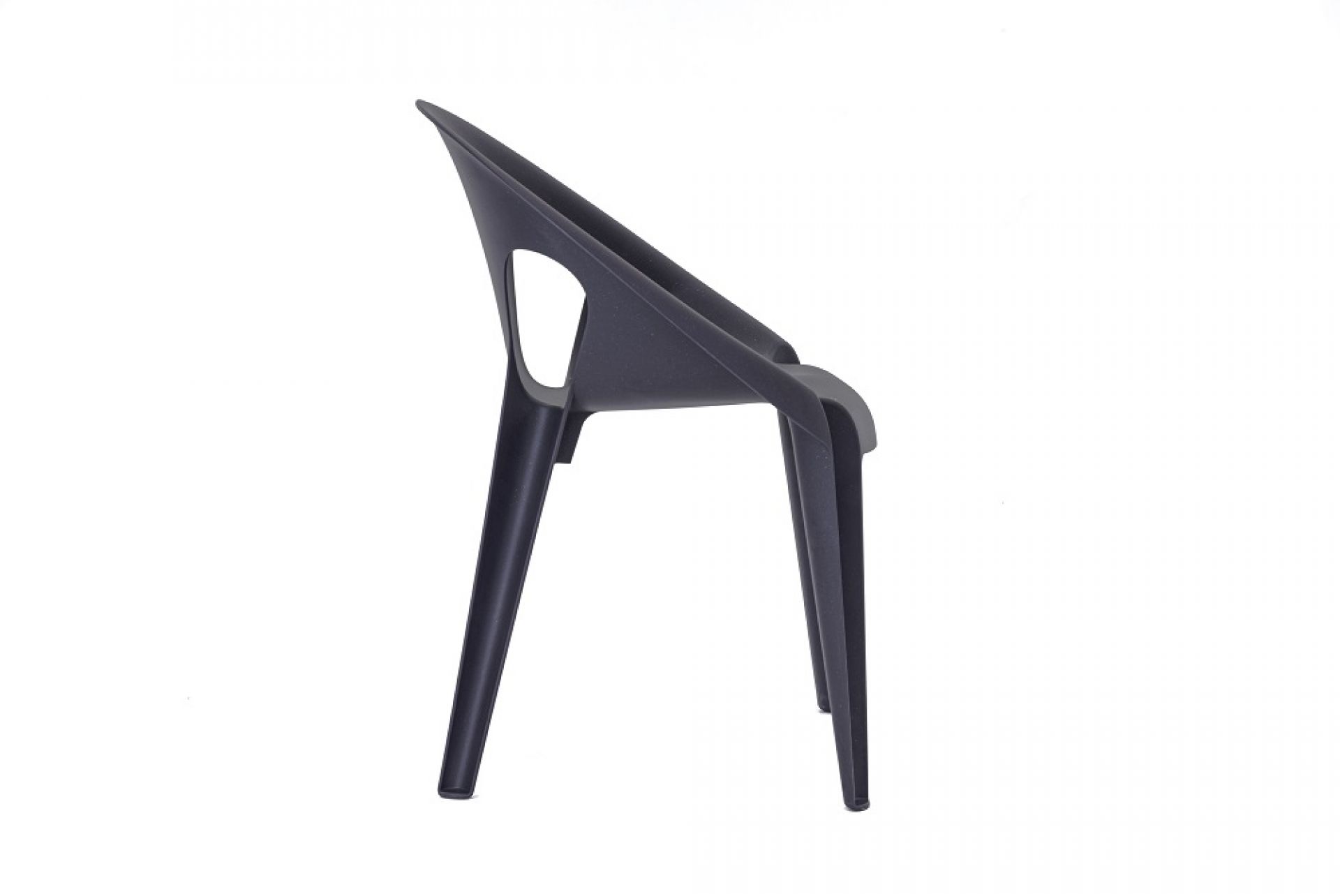 Schwarzer Bell Chair Stuhl von Magis, stapelbar, mit Armlehnen, für drinnen und draußen.