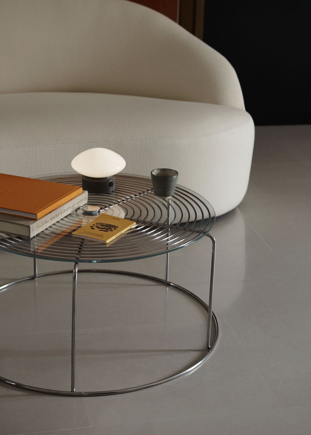 Wire Coffee Table salontafel met glazen blad AndTradition