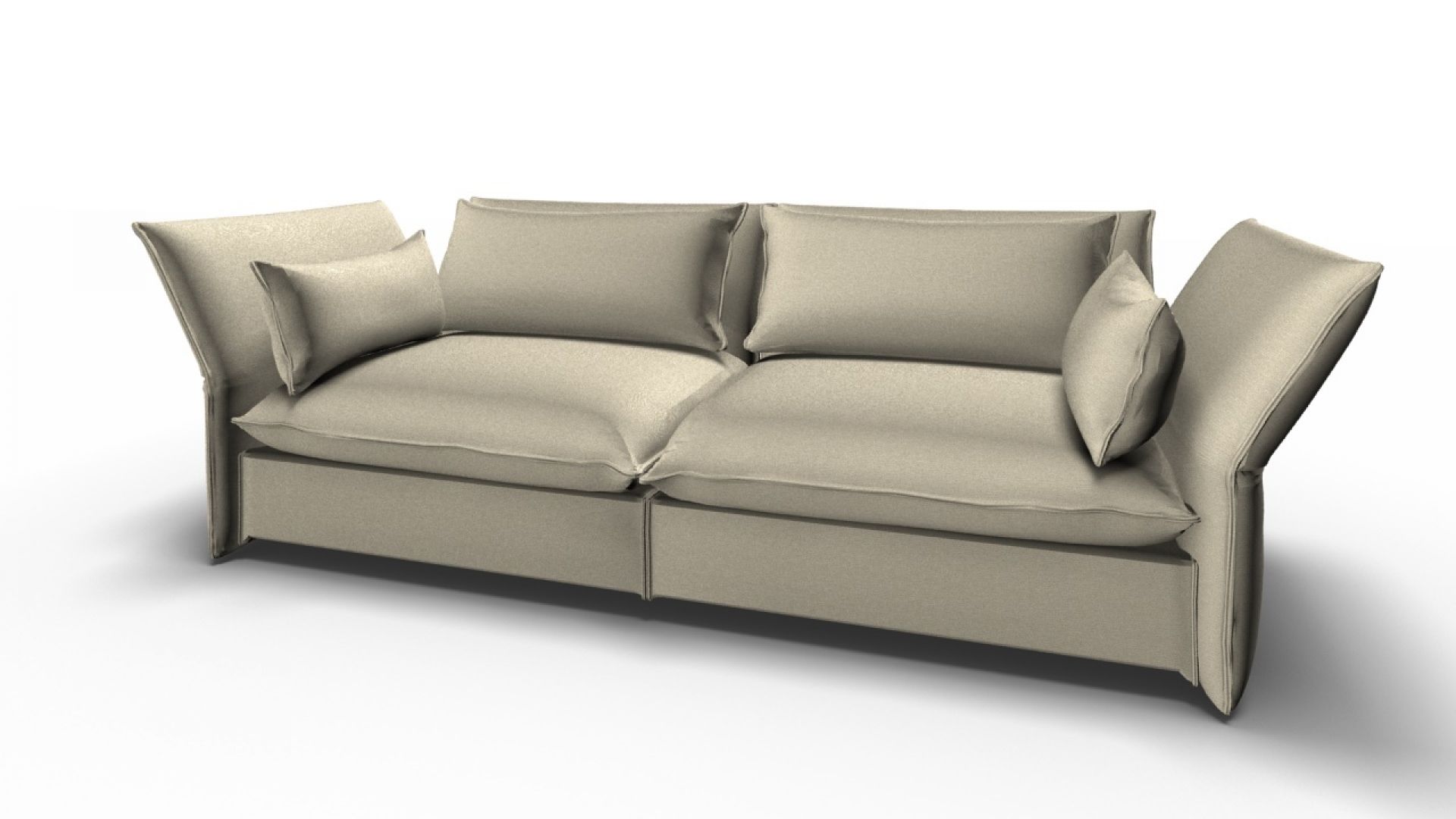 Beiges Mariposa Sofa von Vitra, ein modernes 3-Sitzer Sofa mit weichen Kissen und verstellbaren Armlehnen.