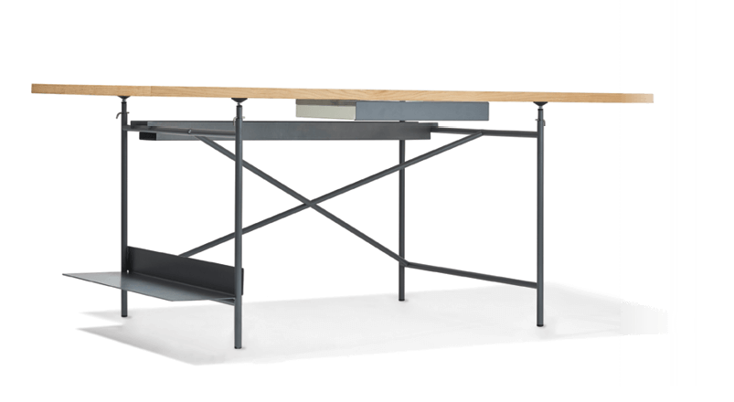 Eiermann Tisch mit CPU Halterung und Ablage, ideal für Büro und Arbeitszimmer.