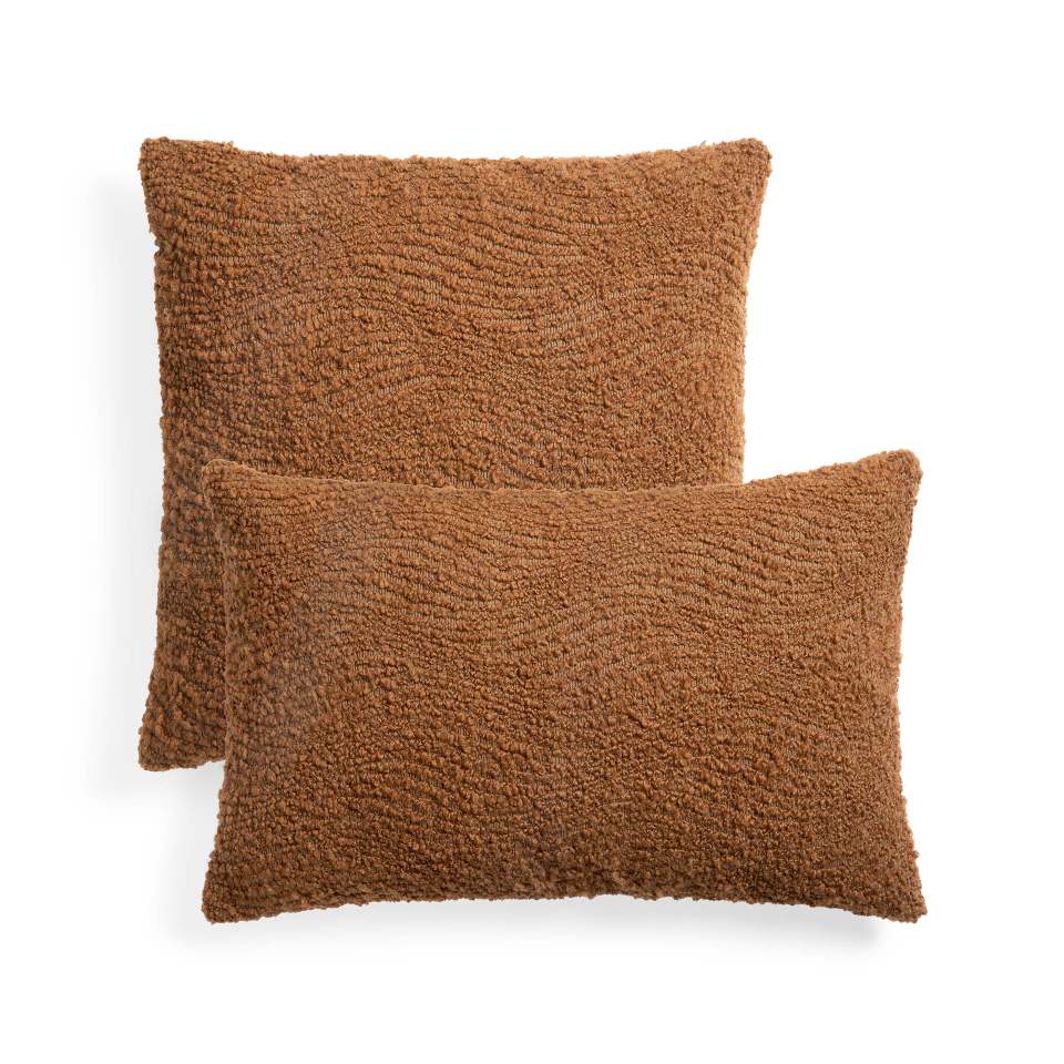 Ethnicraft Wave Cushion Kissen in Braun, 60x40 cm, mit gewebter Textur für Wohnzimmer und Schlafzimmer.