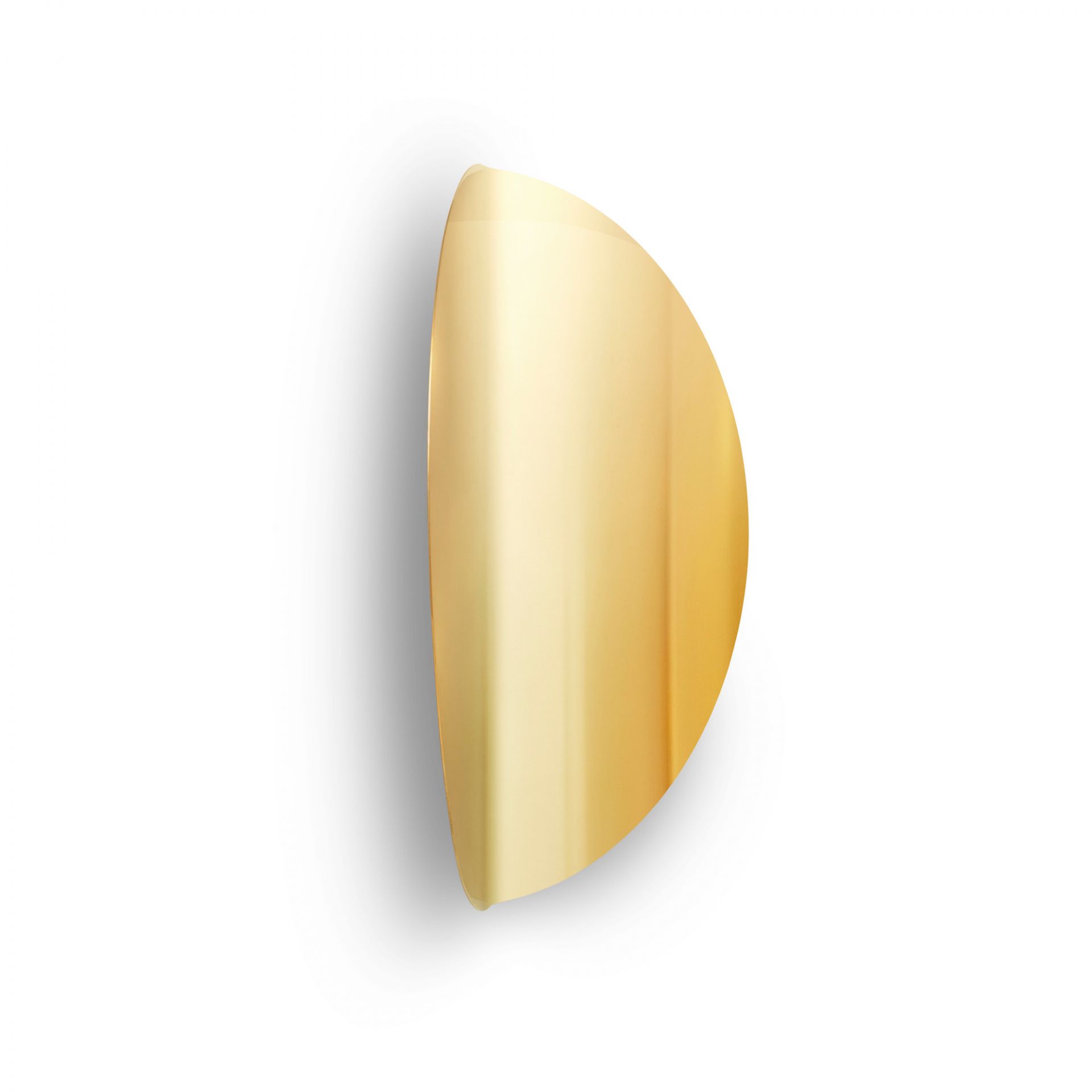 Imago Mirror Object Wandspiegel: Halbmondförmiger, goldfarbener Spiegel aus Messing, modernes Design für die Wand.